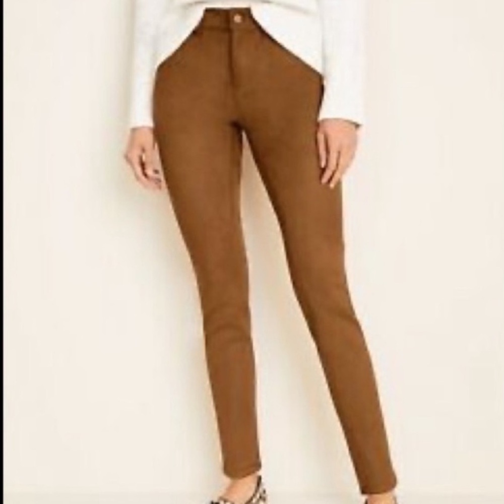 Ann Taylor Slim Skinny Ponte Pants in Camel Brown